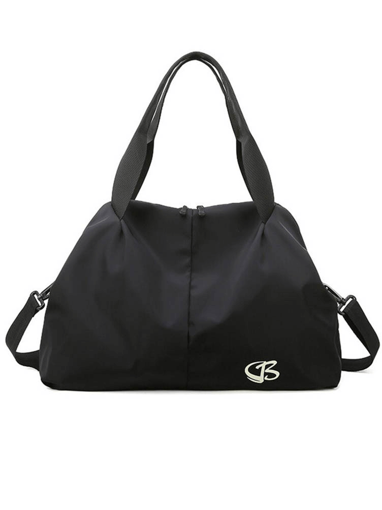 Black multifunction waterproof women's gym bag, durable nylon, large capacity, perfect for sports, travel, fitness, and style - SF0904.